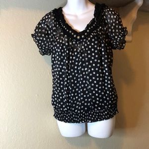 Black and White Poka dotted and pearl shirt